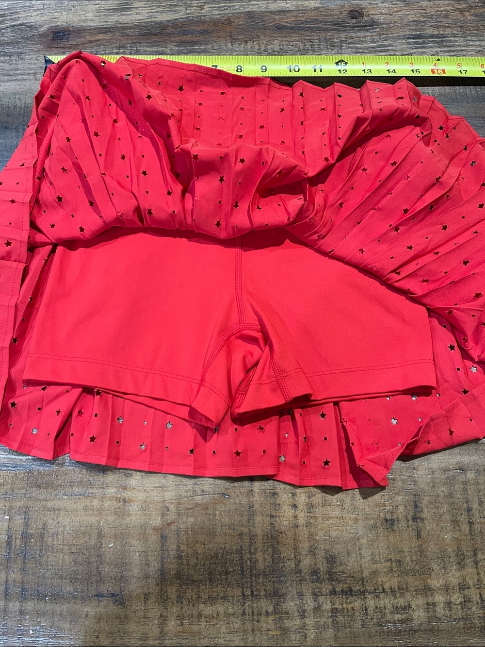 Thrive Red Pleated Mini Skirt with Star Cutout - Picture 4 of 5